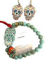 Dia De Los Muertos Sugar Skull Jewelry Bundle Bracelet And Earrings - £16.06 GBP