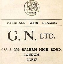 1954 G.N LTD Vauhall London Car Dealership Advertisement Automobilia E89G2 - €17,25 EUR