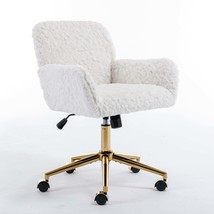 A&amp;A Beige Velvet Rabbit Hair Office/Vanity Chair, Gold Base - $2,102.67 MXN