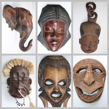 Old Vintage Hand Carved Decorative Wooden Mask Wood Art Home Decor Collectible - £23.34 GBP+