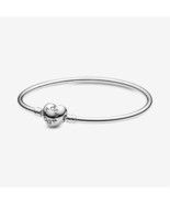 S925 Sterling Silver Pandora Moments Heart Clasp Bangle,Gift for Her - $27.34 CAD