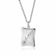 Love Heart &quot;Tag Pendant 14K White Gold Plated over 925 Sterling Silver - $48.51