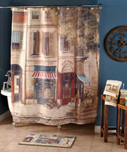 French Café De Paris Bathroom Set Toothbrush Holder Soap Pump Shower Curtain Rug - $19.54+