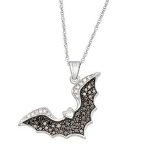 1CT Simulated Diamond Bat Pendant Necklace 14K White Gold Plated Chain - £79.22 GBP