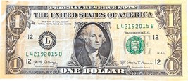 $1 One Dollar Bill 42192015 birthday anniversary September 1, 2015 - $19.99