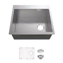 Glacier Bay FSDZ2522B1-ACC Zero Radius Drop-in/Undermount 25&quot; Kitchen Sink  - £116.57 GBP