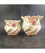 Belleek Ireland 2 &quot;Carlingford&quot; Cachepot Crimped Planter Vases, 7th MarK... - $76.00