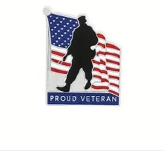 Proud Veteran Flag Stars &amp; Stripes Metal Enamel Pin, New US Vet Pin, 4th Of July - £4.71 GBP