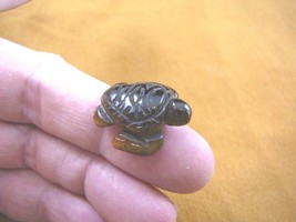 (Y-TUR-SE-505) 1&quot; Sea Turtle Brown Tiger&#39;s Eye Carving Figurine Gemstone Turtles - £6.92 GBP