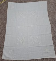 Vintage Embroidered Table Cloth Off White Geometric Design 67&quot;x51&quot; - £19.91 GBP