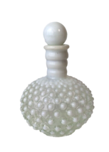Vintage Fenton Hobnail Perfume Bottle Decanter White Opalescent Glass Stopper - $19.79