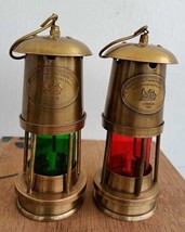 6&quot; Set of 2 Pcs Brass Minor Oil Lamp Antique Nautical Ship Lantern Maritime Boat - £50.12 GBP