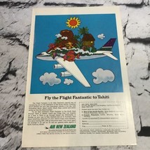 Vintage 1969 Print Ad Air New Zealand Tahiti Travel Tourism Advertising Art - £7.81 GBP