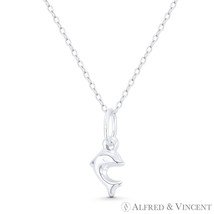 Hollow Dolphin Animal Charm 3D Reversible Italy 925 Sterling Silver mm Pendant - £8.61 GBP+