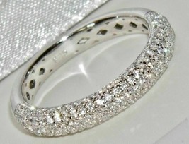 1.30Ct Simulated Engagement Half Eternity Band 14k White Gold Plated Silver - £79.12 GBP