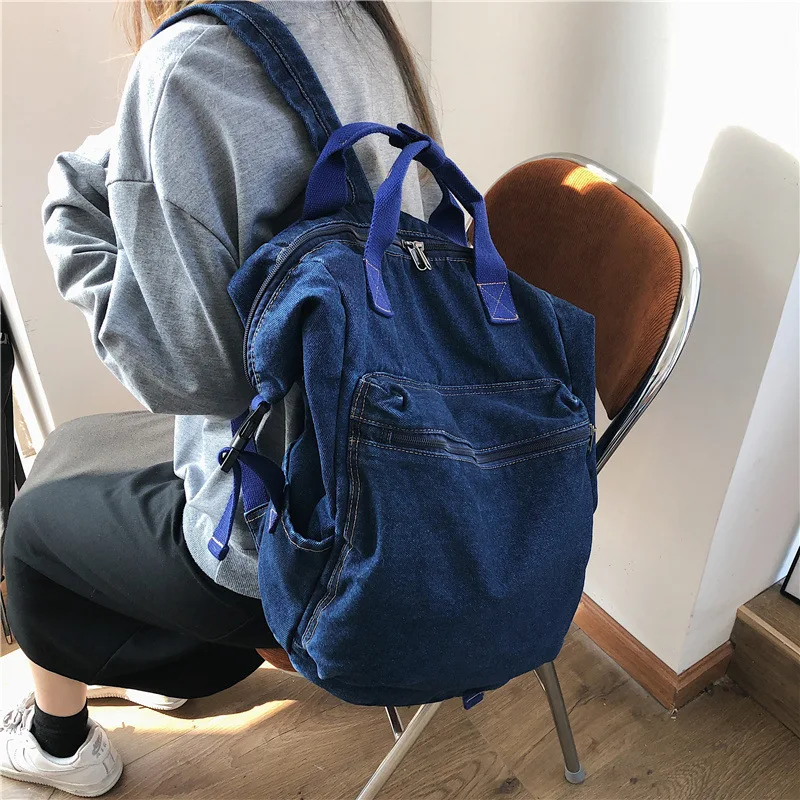 CFUN YA 2024 Vintage Denim Teen Girls Backpack Big Women Bagpack Travel Causal S - $141.54