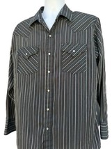 Ely Cattleman Shirt Men&#39;s L Black Striped Pearl Snap Long Sleeve cowboy Western - $19.79