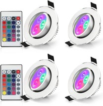 3 Inch Gimbal Recessed Lighting 16 Color Changing Ceiling Light 4 Pack L... - £35.84 GBP