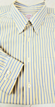 Brooks Brothers Original Polo Shirt Mens XL Yellow and Blue Stripe Non Iron - £14.57 GBP