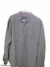 Eddie Bauer Classic Button Up Shirt Gray Plaid Mens Large 100% Cotton LS Pocket - £14.06 GBP