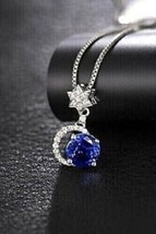 2 Ct Round Simulated Blue Sapphire Drop Pendant Jewelry Gift 925 Sterling Si1ver - £36.83 GBP
