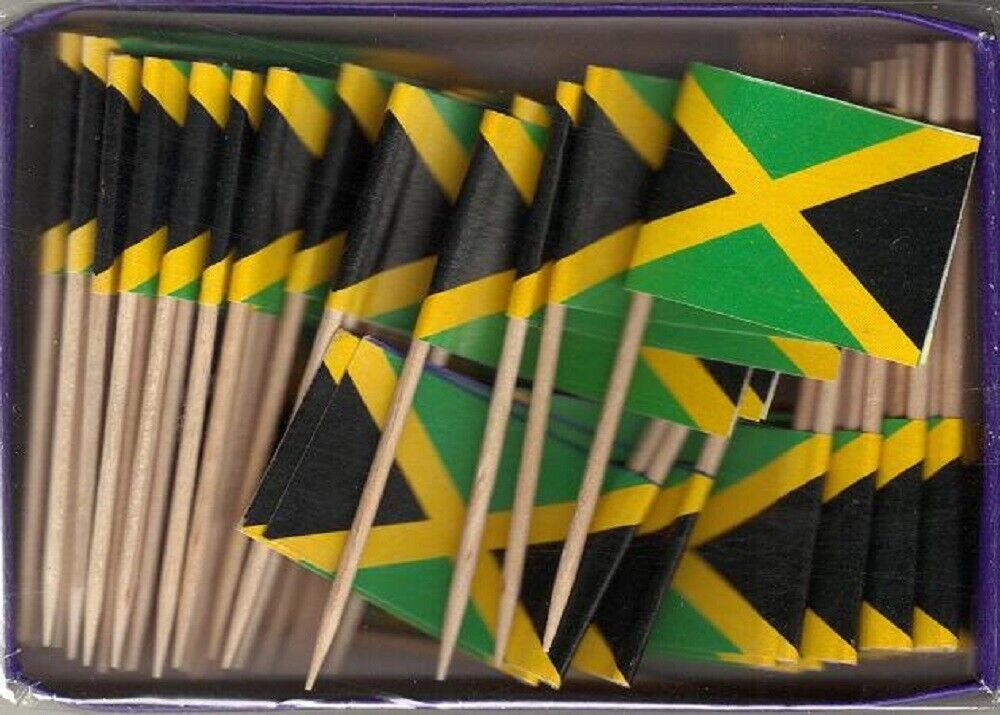 Box of 100 Jamaica Toothpick Flags, 100 Small Mini Jamaican Flag Cupcake... - $7.90