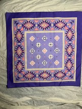 Wamcraft Geometric Purple Pink Blue Bandana 50% Cotton 50% Polyester Mad... - $9.90