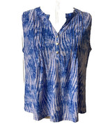 Notions Women&#39;s Tank Top Sz PL Blue White Cool Feel V-neck Textured - $239.56 MXN