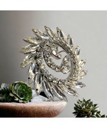 Vintage SHERMAN RHINESTONE BROOCH - SPIRAL WREATH SHAPED SILVER TONE - $177.77 CAD
