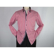 Men Makrom Shirt Cotton Blend wrinkle less Double collar Stripe 6493 red white image 2