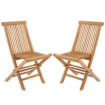 Set of 2 Indonesia Teak Patio Folding Chairs with High Back and Slatted ... - €127,93 EUR