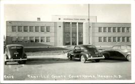 RPPC Renville County Courthouse Mohall, ND Street View W Cars UNP Postcard - £8.81 GBP