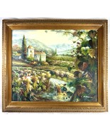 Tuscan Vineyard Colorful Landscape Original Oil Painting Signed Framed 1... - $217.46 CAD