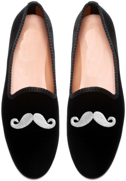 New mens mustache velvet loafer casual shoes, men embroidered velvet shoes