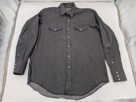 Wrangler Men&#39;s Black Denim Western Pearl Snap Cowboy Shirt XL USA Made Vintage - £30.80 GBP