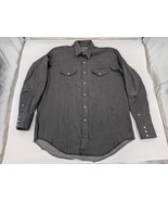 Wrangler Men&#39;s Black Denim Western Pearl Snap Cowboy Shirt XL USA Made V... - $39.59