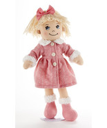 Blonde Hair Apple Dumplin Doll, Pink Math Motif Coat, 14&quot;, Delton - £23.14 GBP
