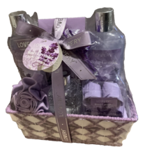 Bath and Body Gift Basket 13 Pc Set of Honey Lavendar Home Spa Set NEW - £36.28 GBP