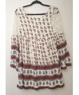 ENTRO by Anthropologie White Floral Woman&#39;s L Tunic Lace Open Shoulder R... - £19.54 GBP