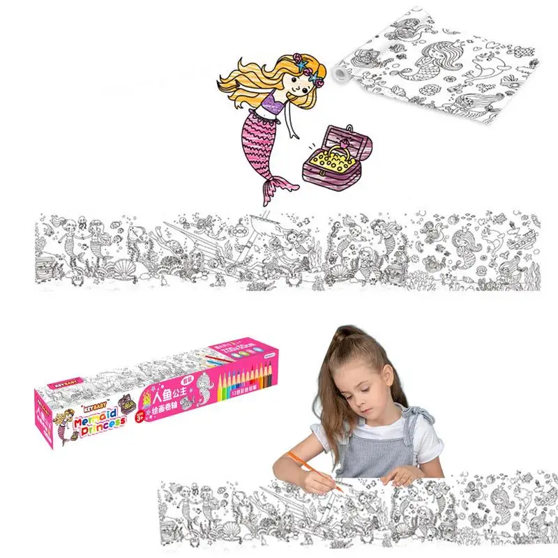 Drawing Roll DIY Sticky Color Filling Paper Coloring Paper Roll For Kids DIY - £6.37 GBP+