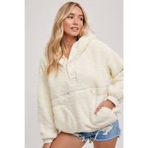 Sherpa Hoodie Pullover Cream Small - $56.43