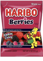 HARIBO BERRIES RED BLACK GUMMY CANDY CRUNCHY &amp; CHEWY- NEW 4oz Bag - £6.15 GBP