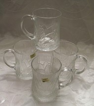 Arcoroc Usa -CANTERBURY Crocus Tempered Glass MUG/ CUPS- Set Of 4 - Floral- Euc - $11.95