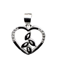 Indian Solid Sterling Silver Pendant CZ Platinum Finish for Girl - $21.15