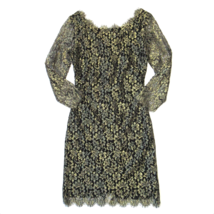 NWT Diane Von Furstenberg Zarita in Gold Black Lace Zip V-back Dress 0 $468 - £72.40 GBP