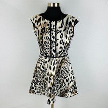 Studio One New York Fun Cheetah Animal Print Women&#39;s 4 Petite Fit N Flare Dress - £15.24 GBP