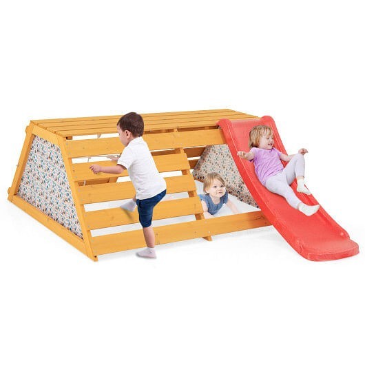 5-in-1 Jungle Gym Wooden Indoor Playground with Slide Rock Climbing Wall... - £245.19 GBP