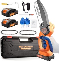Mini Chainsaw 6 inch Cordless, 21V/2Ah Battery Powered Chain Saw for Branch - £43.96 GBP