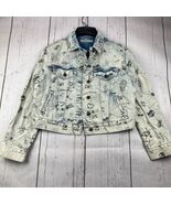 Mavi Small Printed Cropped Fit Stretchable Denim Jeans Jacket White Wome... - $125.63 CAD