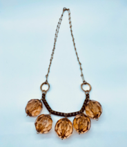 Vintage Faceted Acrylic Lucite Large Bead Brown/Orange Necklace Costume ... - $26.13